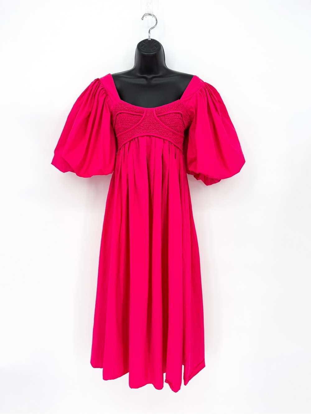 Sofie The Label Hot Pink Poplin Babydoll Dress Exaggerated Puff Sleeve Small